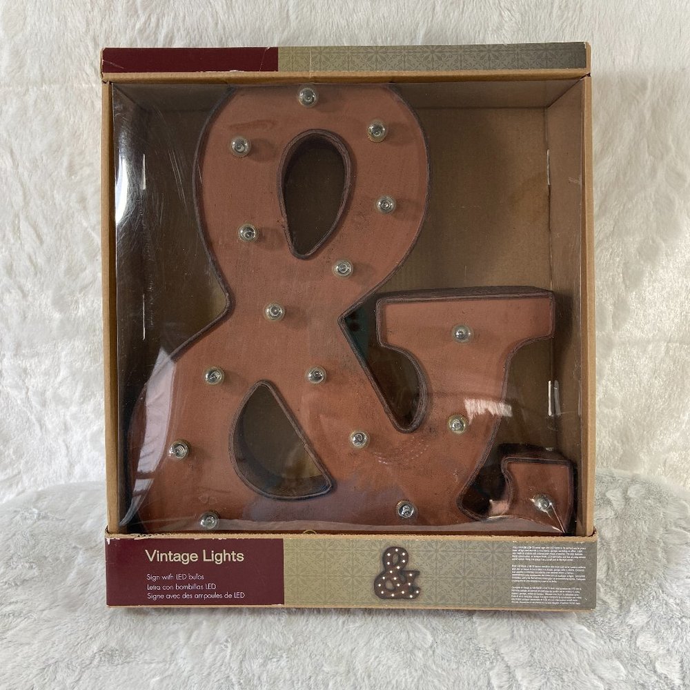 Vintage Style Marquee LED Lighted "&" Sign, Rustic Brown Ampersand new in box